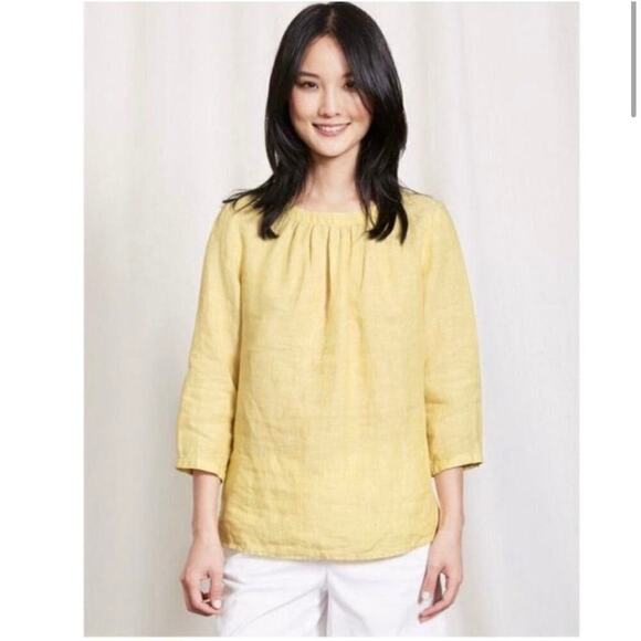 Boden Button Back Katie Linen Top Blouse size 4 in Tuscan Sun - Picture 1 of 9